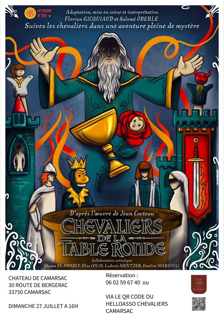 Théâtre épique et décalé à Camarsac Un duo survitaminé revisite la légende arthurienne avec humour, masques, marionnettes et poésie. Un spectacle tout public, entre comédie et épopée, pour redécouvrir les héros de la Table Ronde comme vous ne les avez jamais vus !